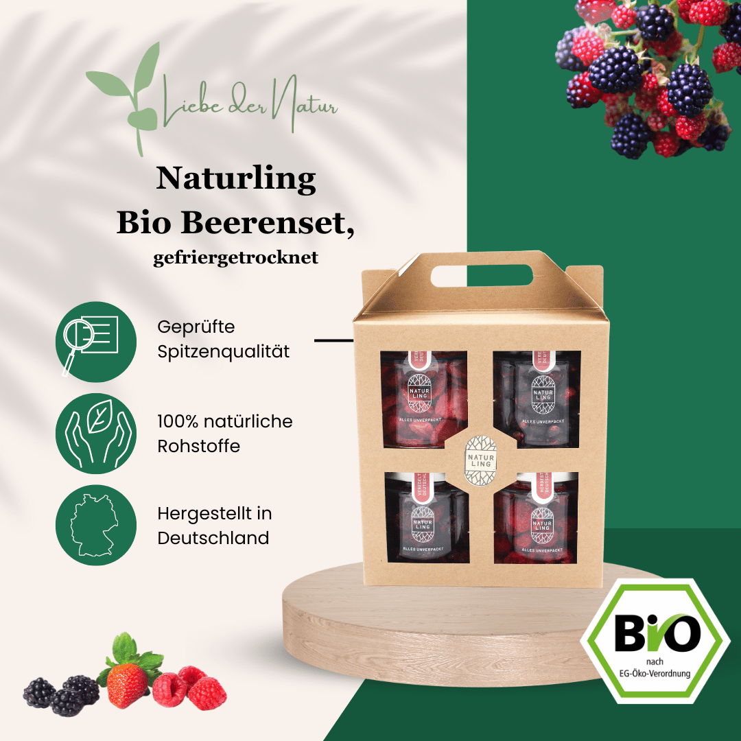 Naturling Bio Beerenset gefriergetrocknete Beeren für eine nachhaltige Ernährung, geprüfte Spitzenqualität, 100% natürliche Rohstoffe, hergestellt in Deutschland