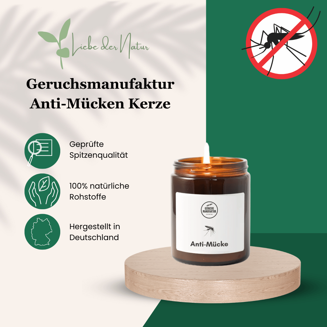 Geruchsmanufaktur Anti Mücken Kerze, geprüfte Spitzenqualität, 100% natürliche Rohstoffe, hergestellt in Deutschland